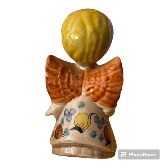 Tonala Mexico Hand Painted Pottery Angel Figurine Butterfly Design Marked - Picture 4 of 5